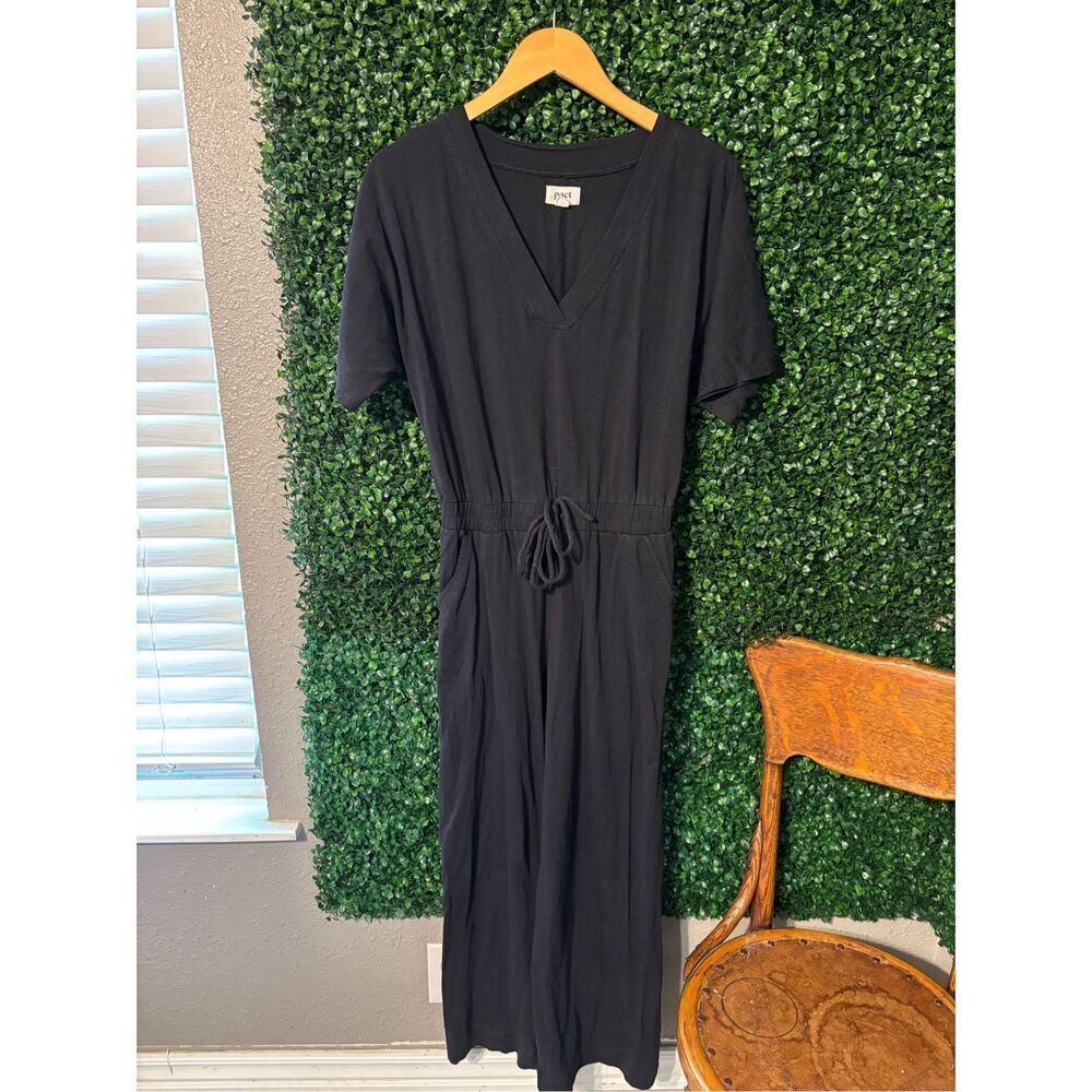Pact Revive Deep-V Black Jumpsuit Size Small